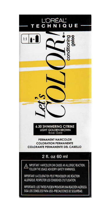 L’Oréal Technique Let's COLOR Permanent Gel Hair Color – 6.30 Shimmering Citrine (Light Golden Brown, Gold Base) – 2 fl oz - ANNS BEAUTY SUPPLY